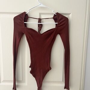 Lulus Ribbed Long Sleeve Bodysuit